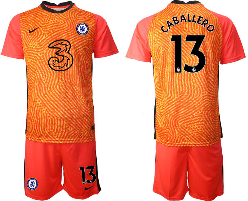 Men 2021 Chelsea red goalkeeper #13 soccer jerseys->chelsea jersey->Soccer Club Jersey